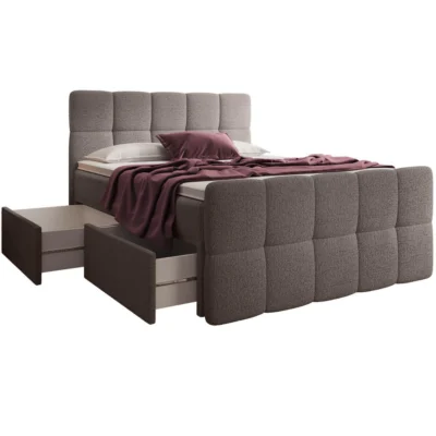 wonello Boxspringbett MADISON 5 in Braun, Liegefläche 160x200 cm – mit Bettkasten, Taschenfederkern